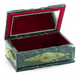 Каменная шкатулка "Ромб" змеевик 20x12x8 см