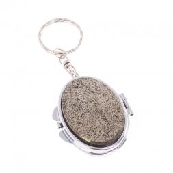 Складное зеркало брелок из камня пирит овальное