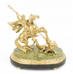 Статуэтка из бронзы и змеевика &amp;quot;Георгий Победоносец&amp;quot;