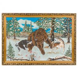 Картина "Охота на медведя" багет 46х66 см, каменная крошка