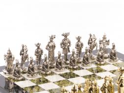 Шахматы подарочные "Средневековье" доска 44х44 см мрамор змеевик