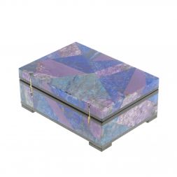 Шкатулка "Мозайка" из лазурита и чароита 11х7,5х4,5 см