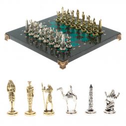 Шахматы подарочные &amp;quot;Египет&amp;quot; доска 32х32 см из змеевика