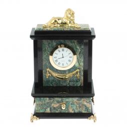 Часы &amp;quot;Лев&amp;quot; с ящиком камень березит 16х11х24 см