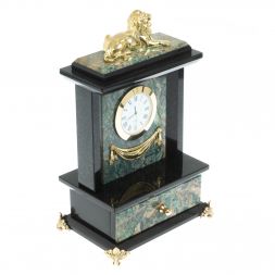 Часы &amp;quot;Лев&amp;quot; с ящиком камень березит 16х11х24 см