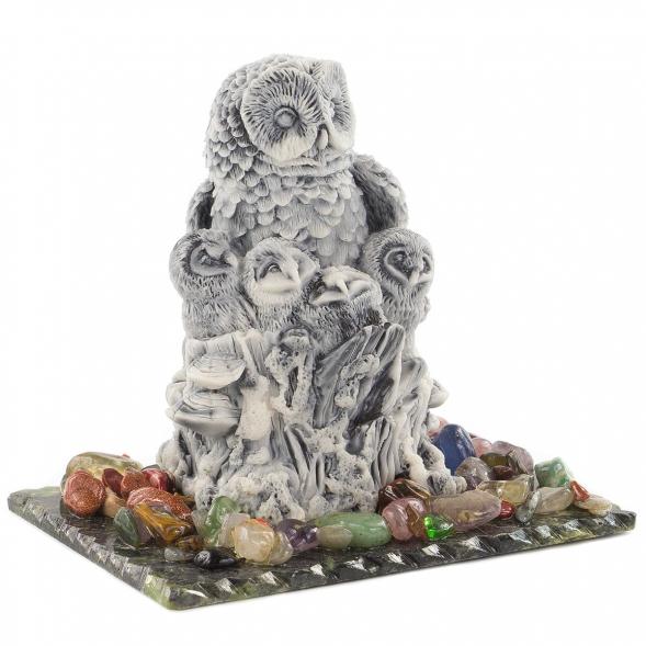 Сувенир &amp;quot;Сова с совятами&amp;quot; из мрамолита 120598