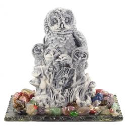 Сувенир "Сова с совятами" из мрамолита