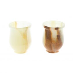 Набор стопок 2 шт "Тюльпан" из зеленого-коричневого оникса 3,7х3,7х3,5 см (1,5х2)