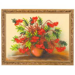 Картина из каменной крошки "Букет рябины" багет 36х46 см