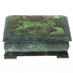 Шкатулка с иллюстрацией под малахит 25х13,5х11 см