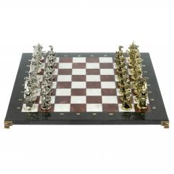 Шахматы настольные из камня "Средневековье" 44х44 см мрамор лемезит