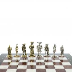 Шахматы настольные из камня "Средневековье" 44х44 см мрамор лемезит
