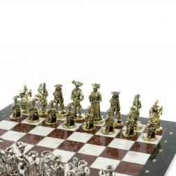 Шахматы настольные из камня "Средневековье" 44х44 см мрамор лемезит