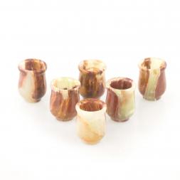 Стопки для водки из оникса 20 мл набор 6 шт 3,8х4,8 см в футляре (1,5х2)