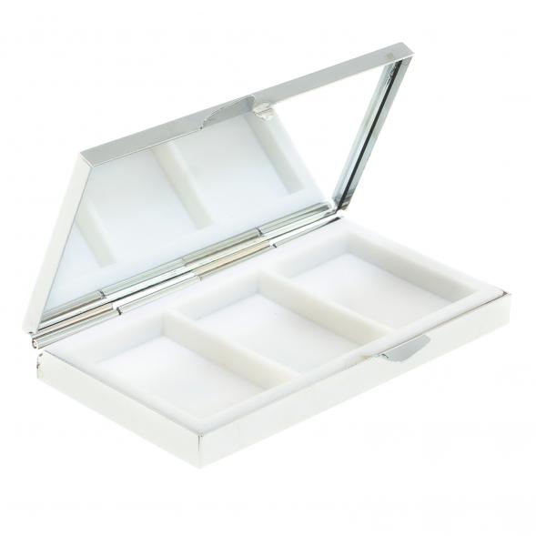 Таблетница с зеркалом на 3 отделения камень офит цвет серебро 122440