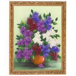 Картина "Букет сирени" багет 36х46 см, рисунок каменная крошка