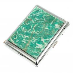 Портсигар на 20 сигарет с зажигалкой камень амазонит