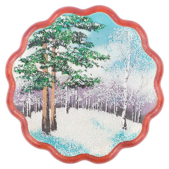 Панно с рисунком из камня &amp;quot;Зима&amp;quot; 16,5х16,5 см 120139