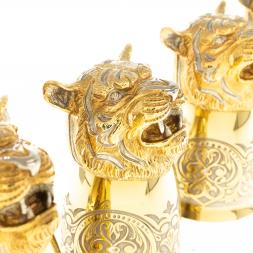 Подарочный набор стопки перевертыши &amp;quot;Тигр&amp;quot; 6 шт бронза Златоуст