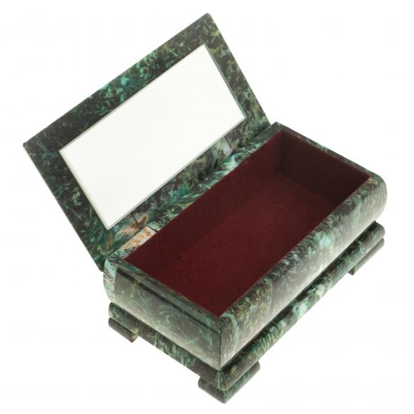 Шкатулка с иллюстрацией &amp;quot;Парусник&amp;quot; камень змеевик 17,5х9,5х7,5 см 124036