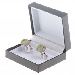 Запонки камень желтый апатит закругленные