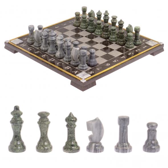 Шахматы с гравировкой &amp;quot;Турнирные&amp;quot; доска 36х36 см мрамор змеевик 126322