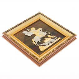 Панно &amp;quot;Георгий Победоносец&amp;quot; яшма багет