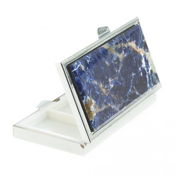 Таблетница на 3 отделения камень содалит цвет серебро 122442