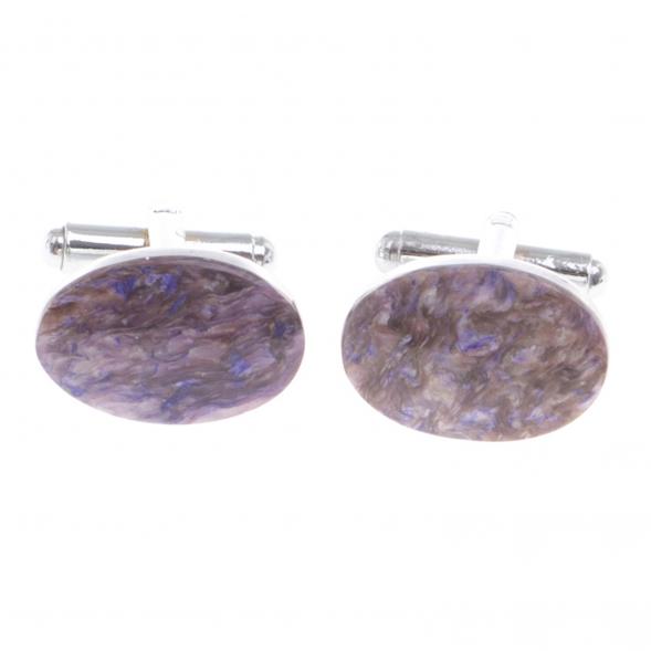 Запонки камень чароит овальные 124450