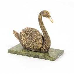 Статуэтка из бронзы на подставке из змеевика &amp;quot;Лебедь&amp;quot;