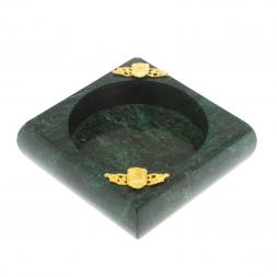 Пепельница из змеевика с накладкой 9,5х9,5х9,5 см