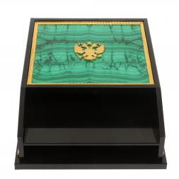 Лоток для бумаг А4 из малахита с гербом РФ двухъярусный