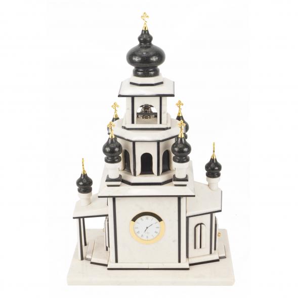 Эксклюзивные часы &amp;quot;Церковь&amp;quot; из натурального камня мрамор змеевик 118733