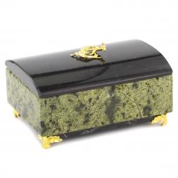 Шкатулка из камня &amp;quot;Сундук&amp;quot; большая змеевик 12,5х8х7,5 см