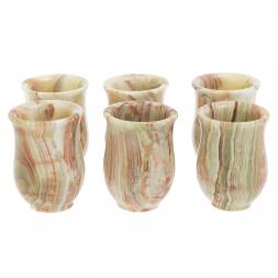 Стопки из оникса 60 мл набор в футляре 6 шт 5,2х7 см (2х3)