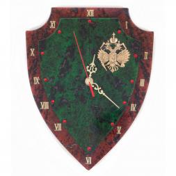 Настенные часы &amp;quot;Щит&amp;quot; бронза змеевик