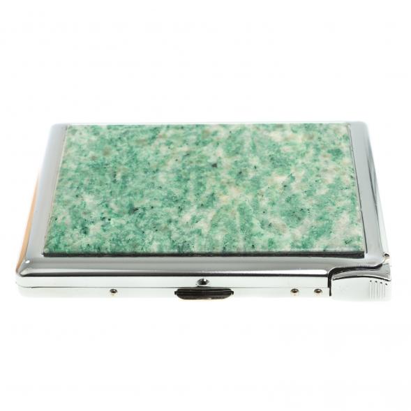 Портсигар на 10 сигарет с зажигалкой камень лиственит 123415