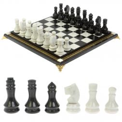 Шахматы &amp;quot;Традиционные&amp;quot; из бронзы и мрамора 44,5х44,5 см