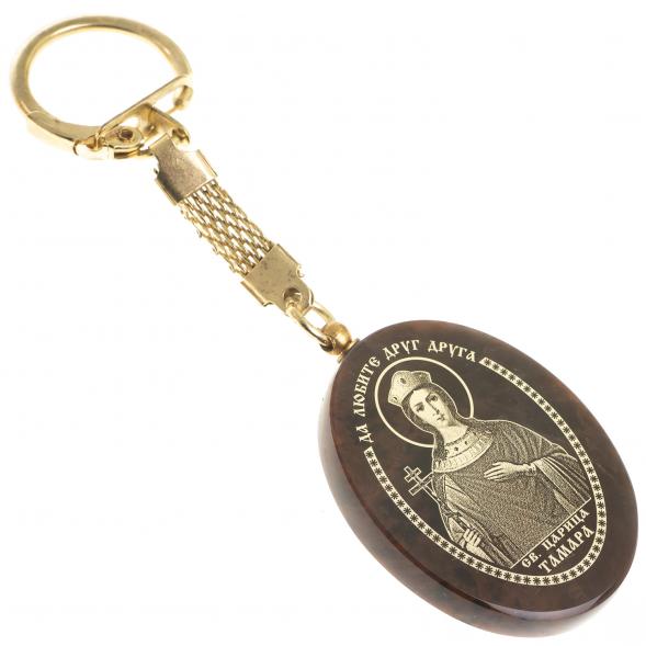 Брелок-оберег с молитвой &amp;quot;Святая царица Тамара&amp;quot; камень обсидиан 123141