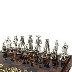 Шахматы "Средневековье" доска 40х40 см из обсидиана