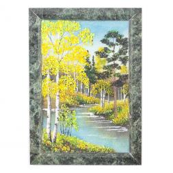 Картина из камня &amp;quot;Осенний пейзаж&amp;quot; рамка змеевик 13х18 см