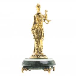 Статуэтка из бронзы "Фемида" на подставке из змеевика