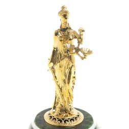 Статуэтка из бронзы "Фемида" на подставке из змеевика