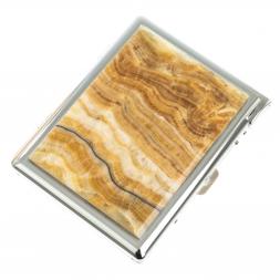 Портсигар на 10 сигарет с зажигалкой камень оникс