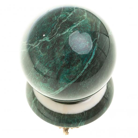 Настольный сувенир &amp;quot;Шар Антистресс&amp;quot; темно-зеленый змеевик 9,5 см 124137