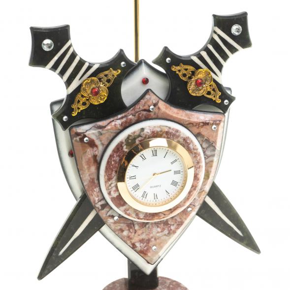 Часы &amp;quot;Щит с флагом&amp;quot; змеевик мрамор креноид 116687