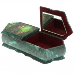 Шкатулка на два отделения &amp;quot;Хозяйка медной горы и осенний пейзаж&amp;quot; из змеевика 29х11,5х7 см