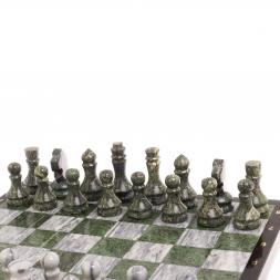 Набор игр &amp;quot;Герб России&amp;quot; 3 в 1: шахматы, шашки, нарды камень змеевик мрамор