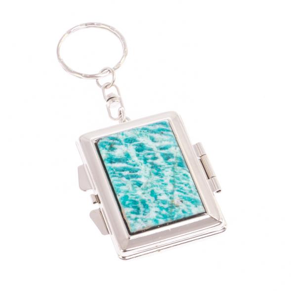 Складное зеркало брелок из амазонита прямоугольное 126637