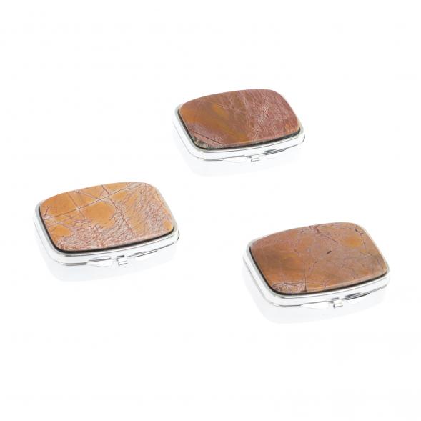 Таблетница на 2 отделения камень яшма цвет серебро 126707